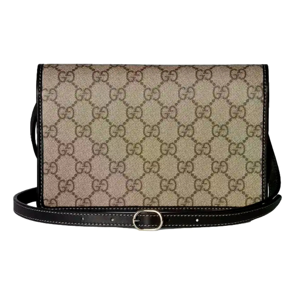 Gucci GG Emblem Canvas and Leather Wallet Mini Crossbody Bag in
